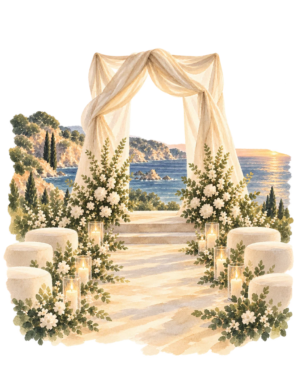 WATERCOLOR CLIFFSIDE WEDDING CEREMONY